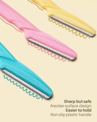 MoHern dermaplane razor blade detail highlights sharp stainless-steel edge.