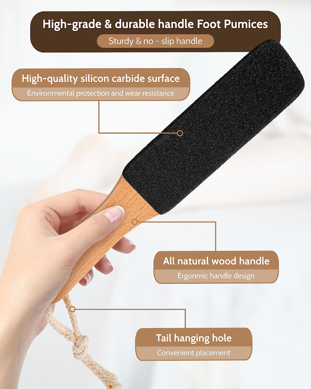 MoHern volcanic pumice stone offers natural, non-slip exfoliation for rough skin.