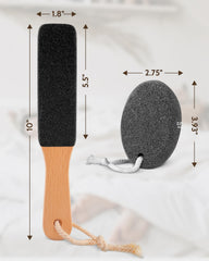 MoHern wooden-handle foot file provides ergonomic grip for comfortable pedicures.