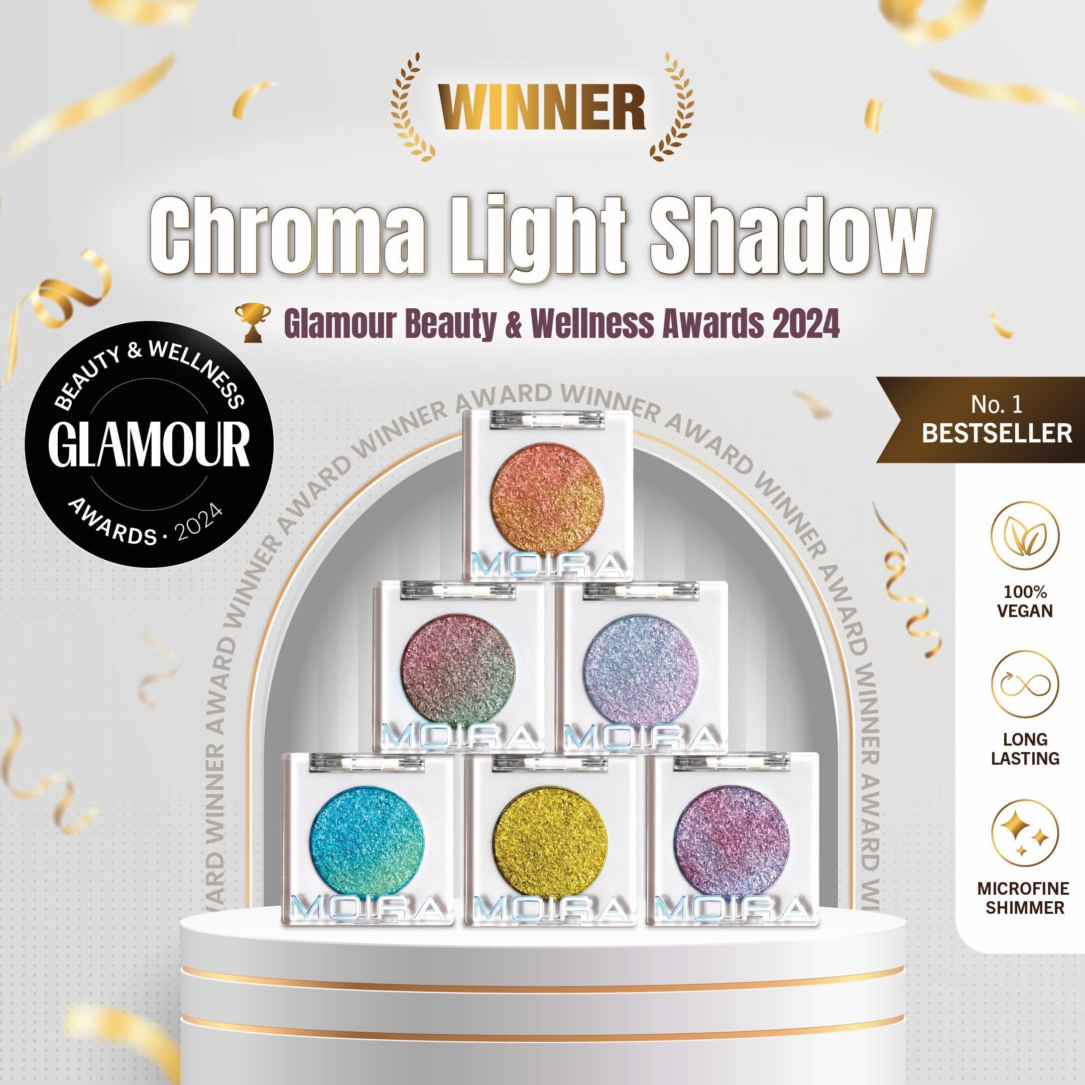 Moira Chroma Light Shadow Opal Gazed long-lasting wear on eyelid