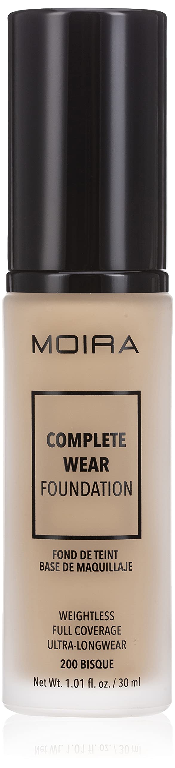 Moira Complete Wear Foundation 200 Bisque bottle for a natural matte complexion.