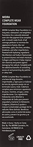 Close-up of Moira Complete Wear Foundation texture shows smooth, buildable coverage.