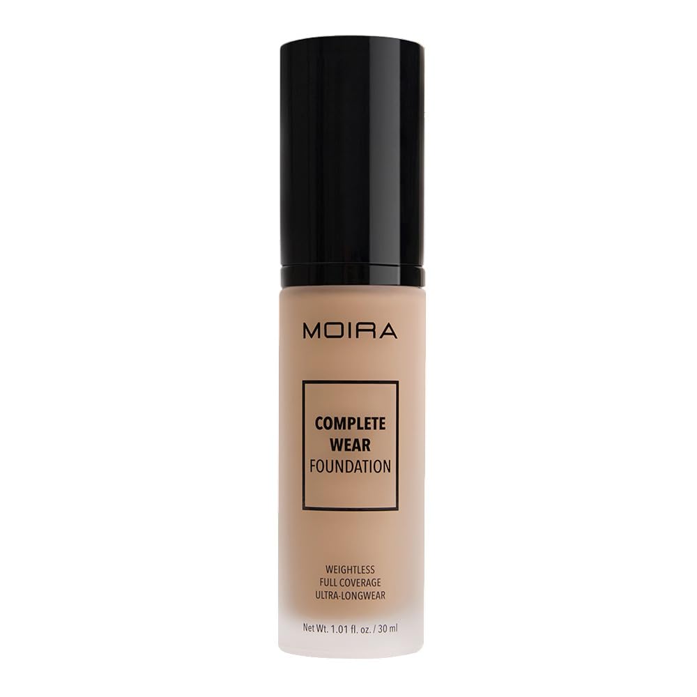 Moira Complete Wear Foundation bottle delivers long-lasting, natural-matte finish.