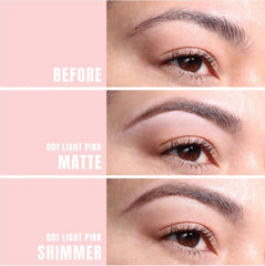 Moira Dual Brow Highlighter Pencil 001 Light Pink shimmer end adds brightness under the brow.