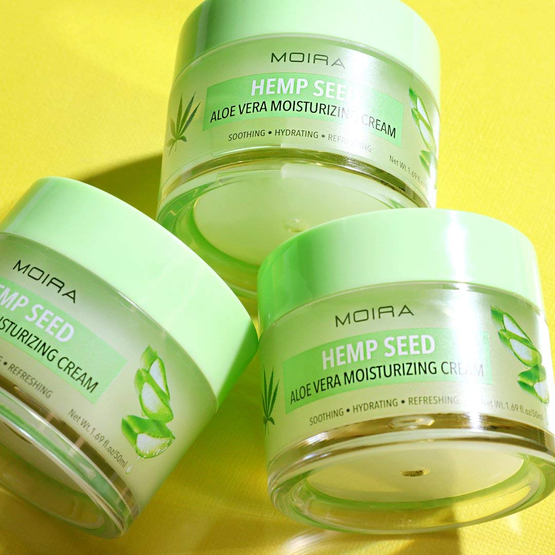 Moira Hemp Seed Aloe Vera Cream jar display for daily use.