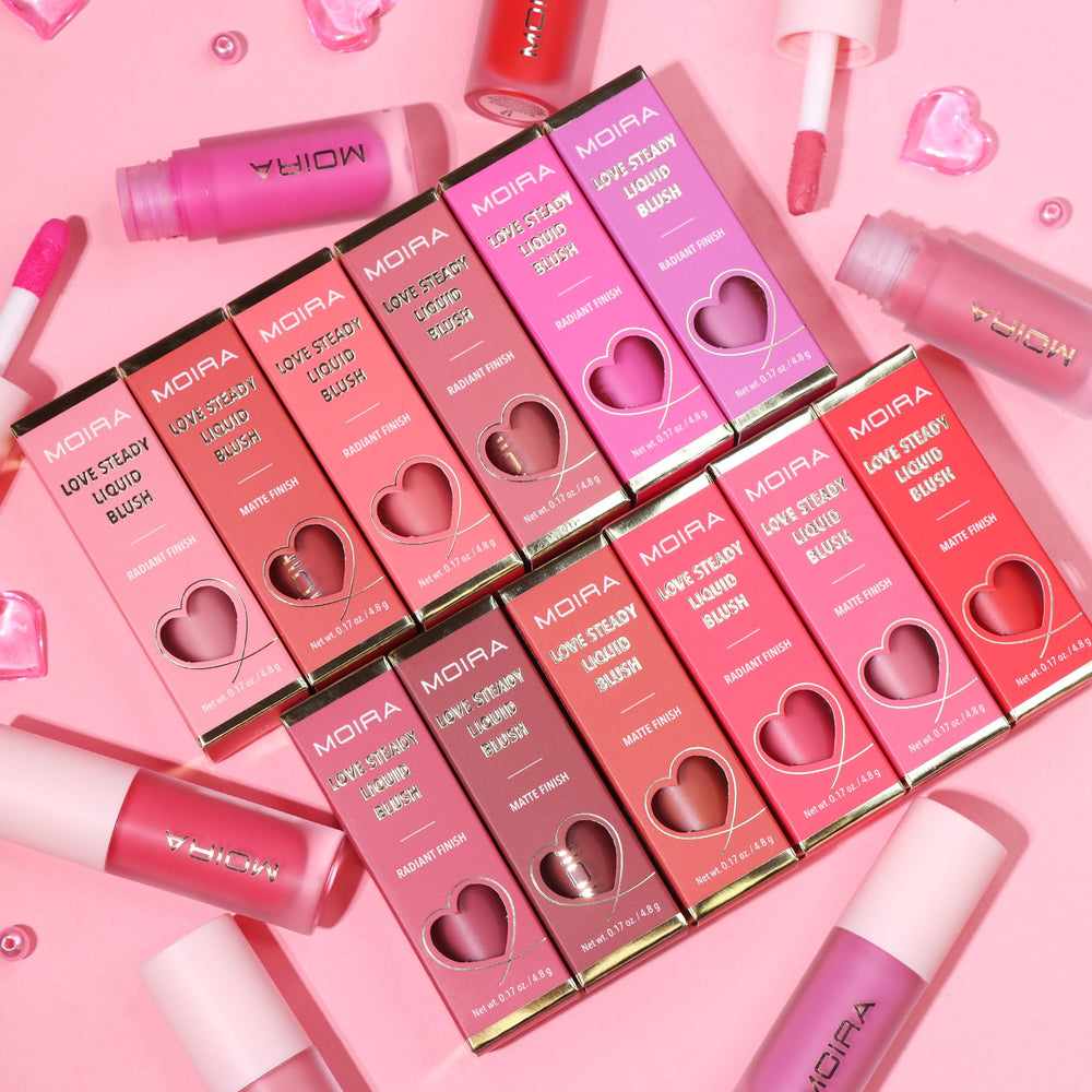 Moira Love Steady Liquid Blush 005 So Cute packaging highlights vegan and cruelty-free formula