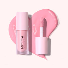 Moira Love Steady Liquid Blush Whole Heart swatch on the cheekbone for a natural radiant glow.