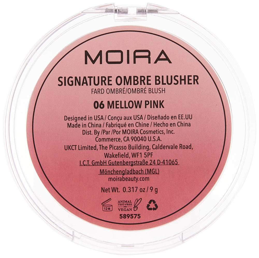 Moira Signature Ombre Blush Mellow Pink vegan and cruelty-free formula.