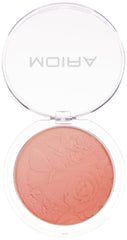 Compact Moira Signature Ombre Blush Mellow Pink beside a travel brush.