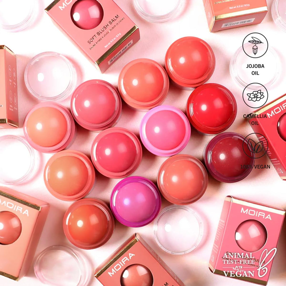 Moira Soft Blush Balm travel-friendly compact for on-the-go touchups.