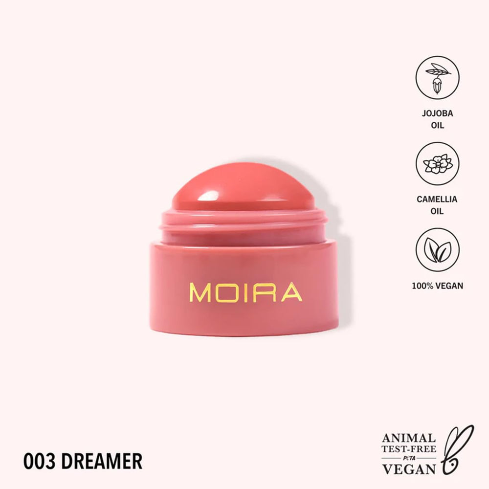 Moira Soft Blush Balm Dreamer creamy texture for a gentle flush.