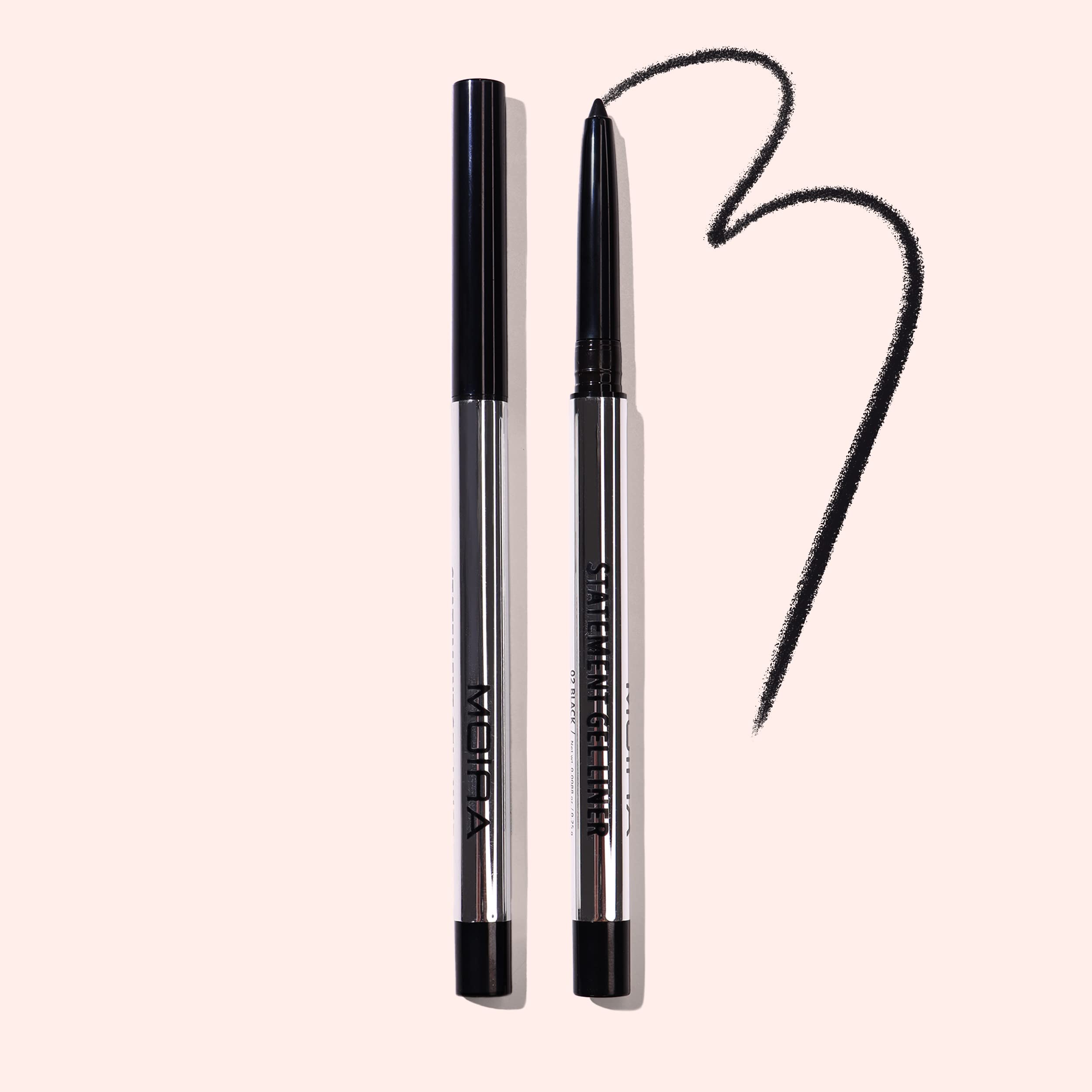 Moira Statement Gel Liner 002 black during application for dramatic defined look