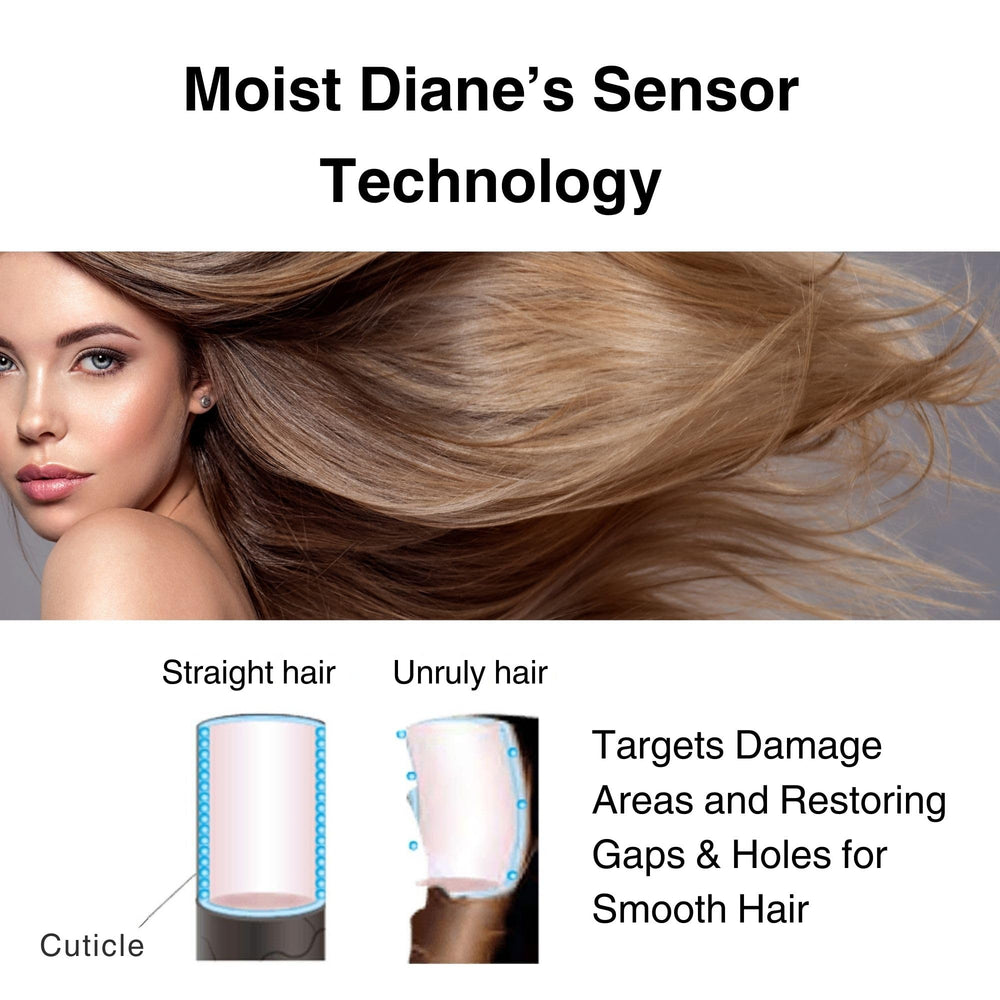 Moist Diane beauty keratin formula strengthens and smoothes hair.