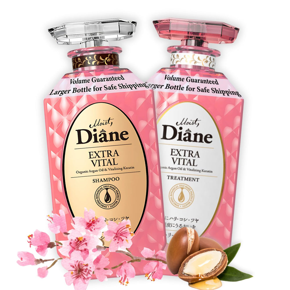 Moist Diane keratin shampoo bottle with argan oil glow for healthy-looking hair