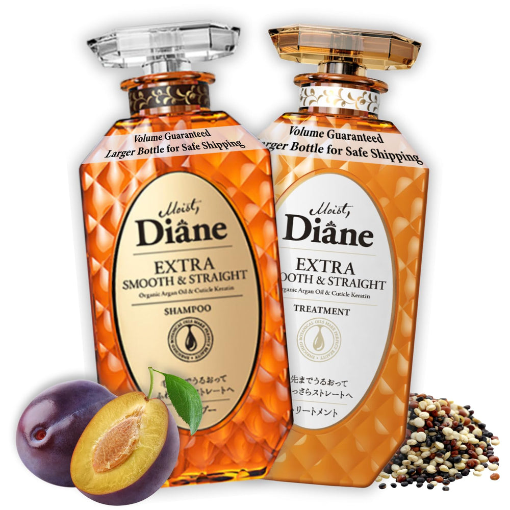Moist Diane keratin shampoo bottle for frizz control and hydration.