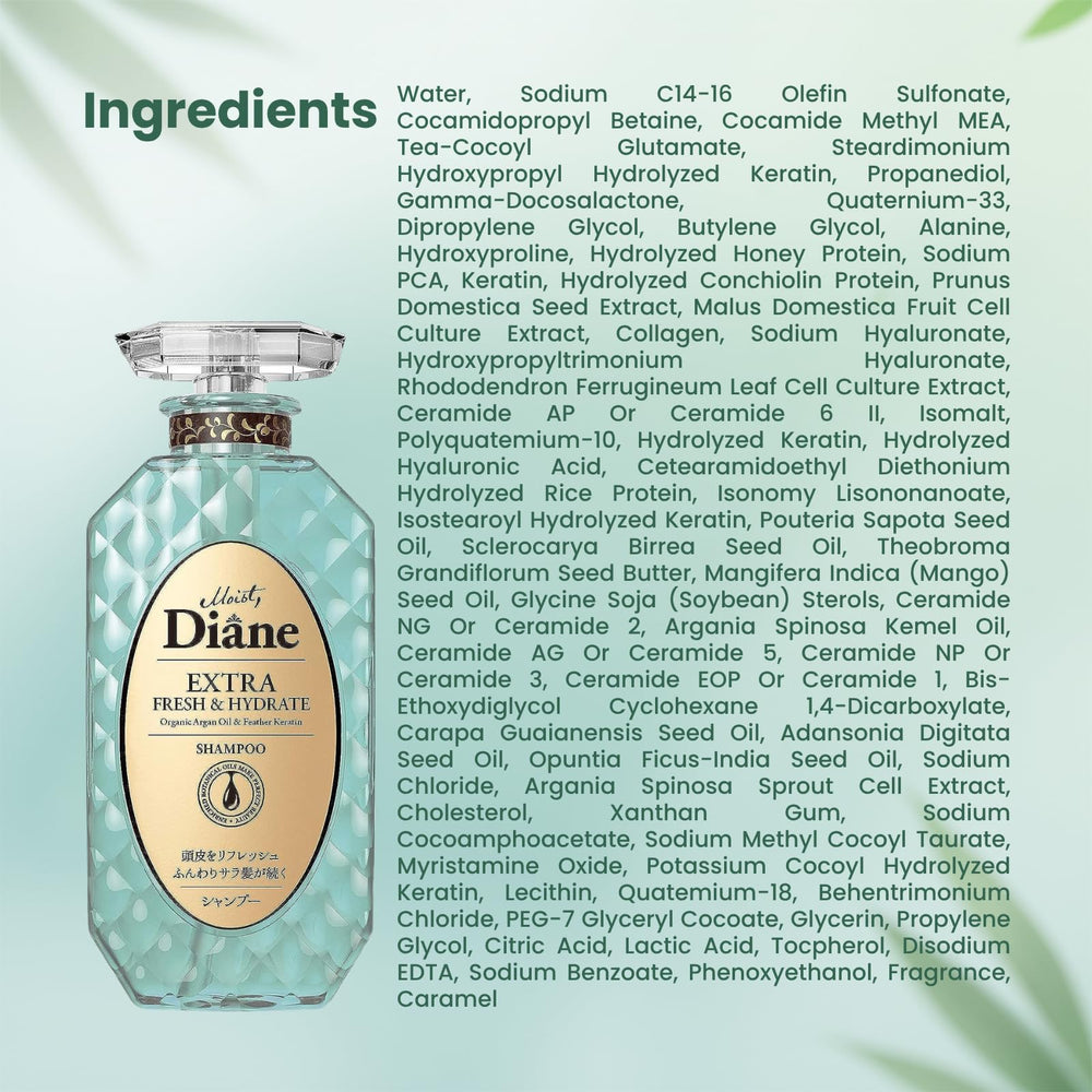 Moist Diane bottle alongside towel and comb illustrating everyday haircare routine.
