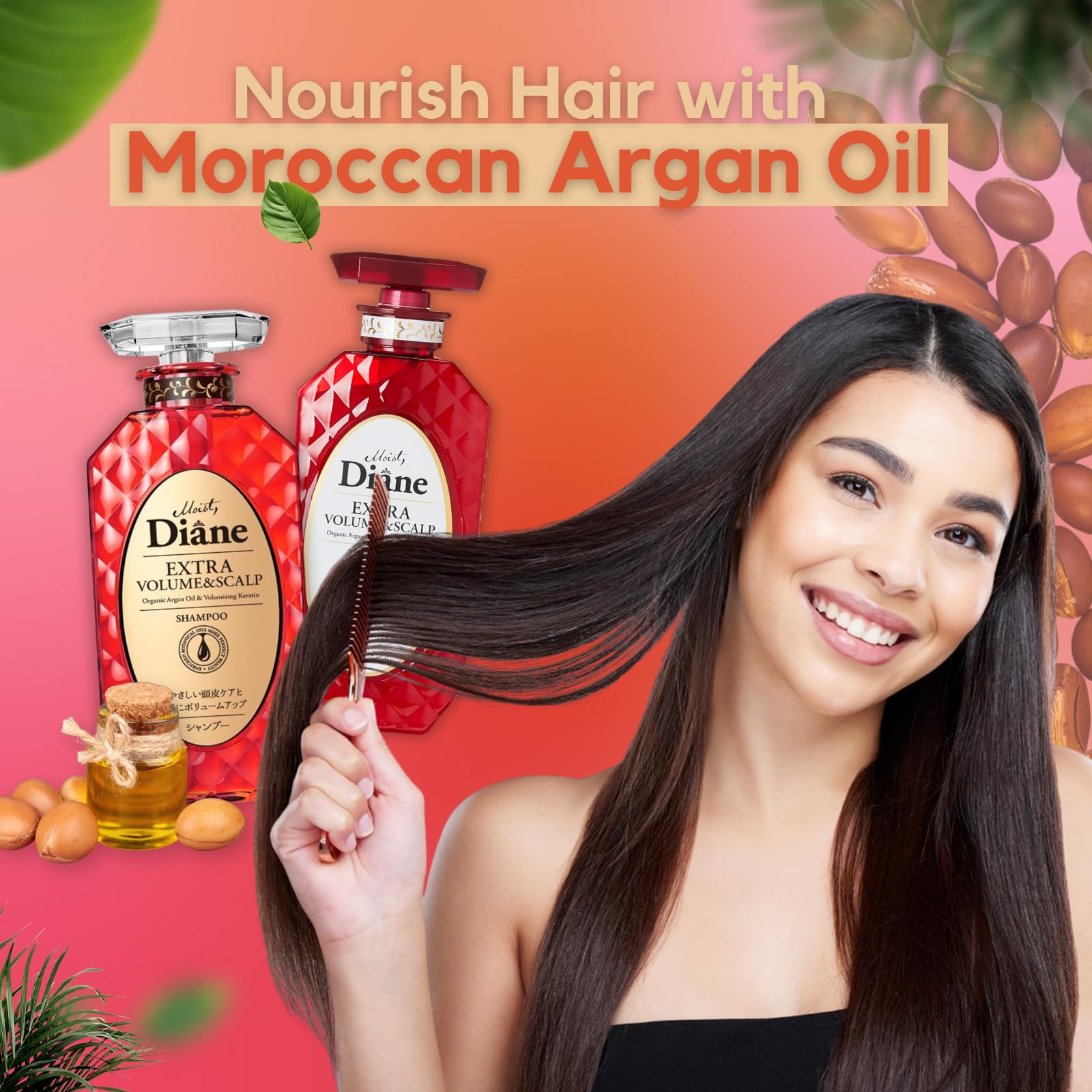 Moist Diane thickening conditioner bottle pour demonstrates detangling and softness