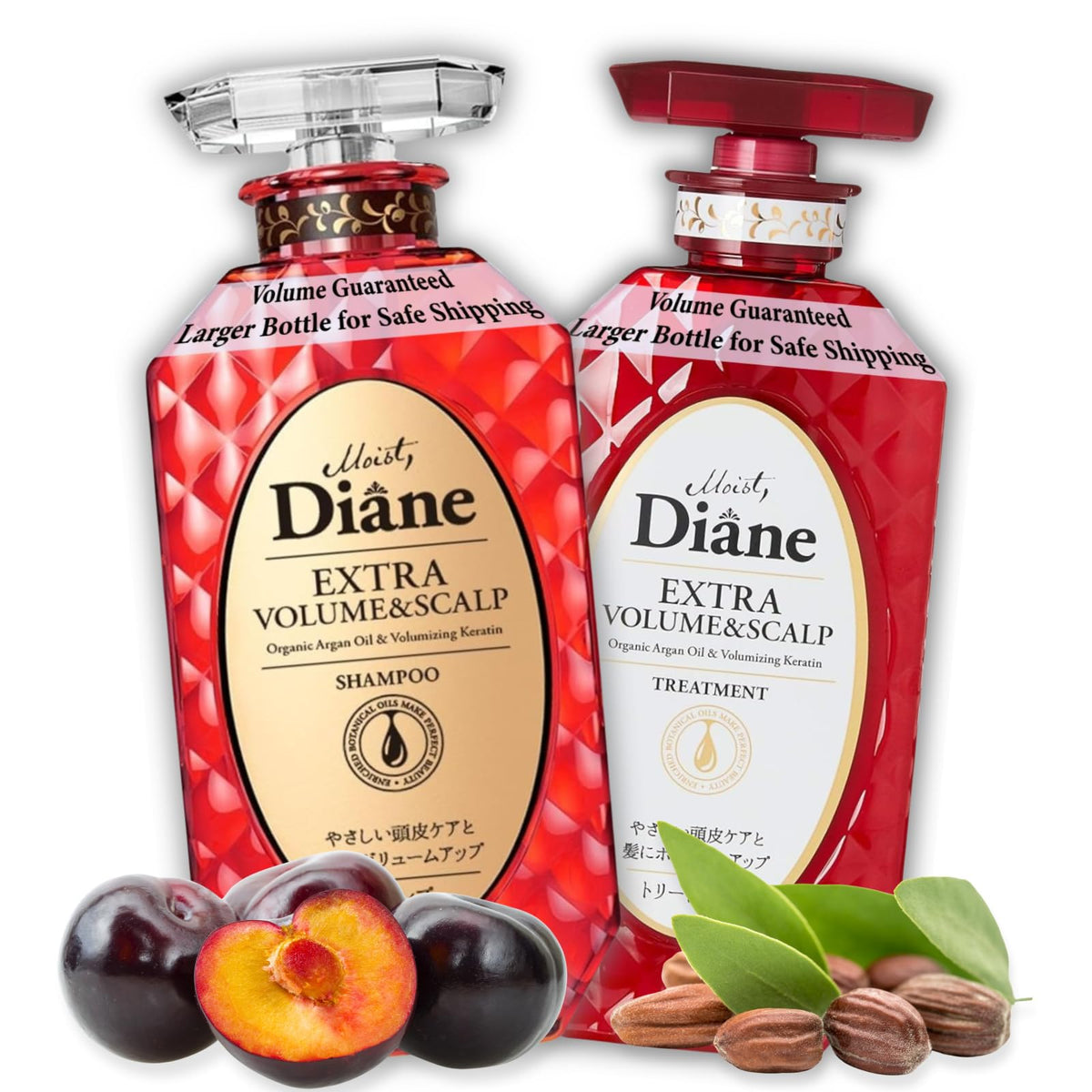 Moist Diane thickening shampoo bottle pour shows volumizing action for fine hair