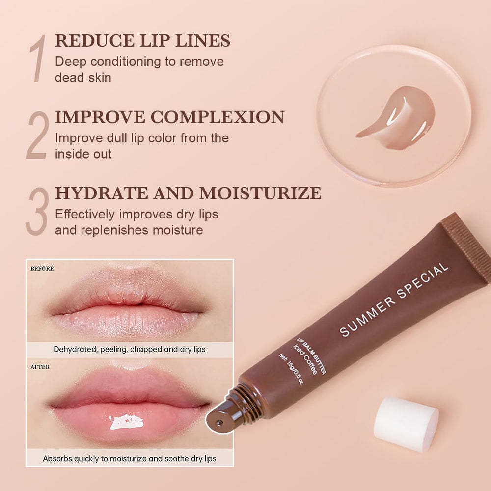 MoJinYuPm vanilla lip balm swatch on lips for natural hydration.