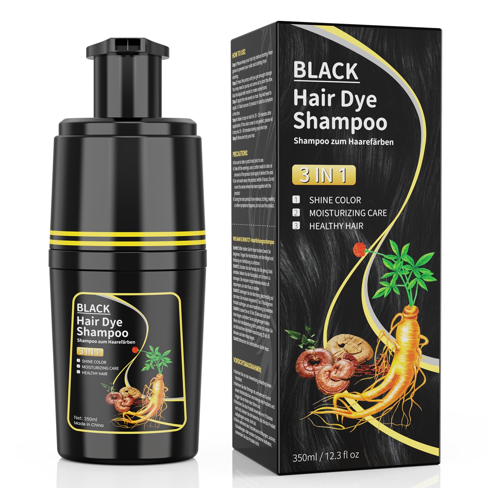 Mokasakiso black hair dye shampoo providing grey coverage for a natural look