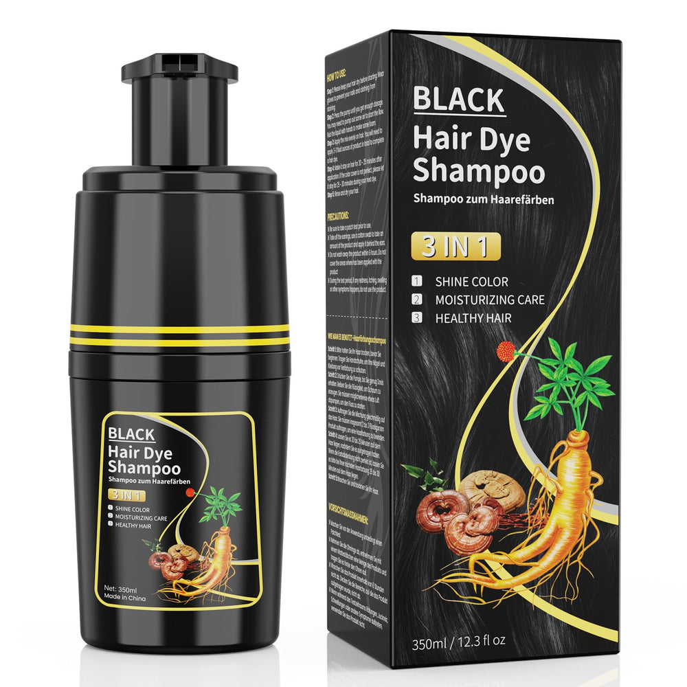 Mokasakiso black hair dye shampoo providing grey coverage for a natural look
