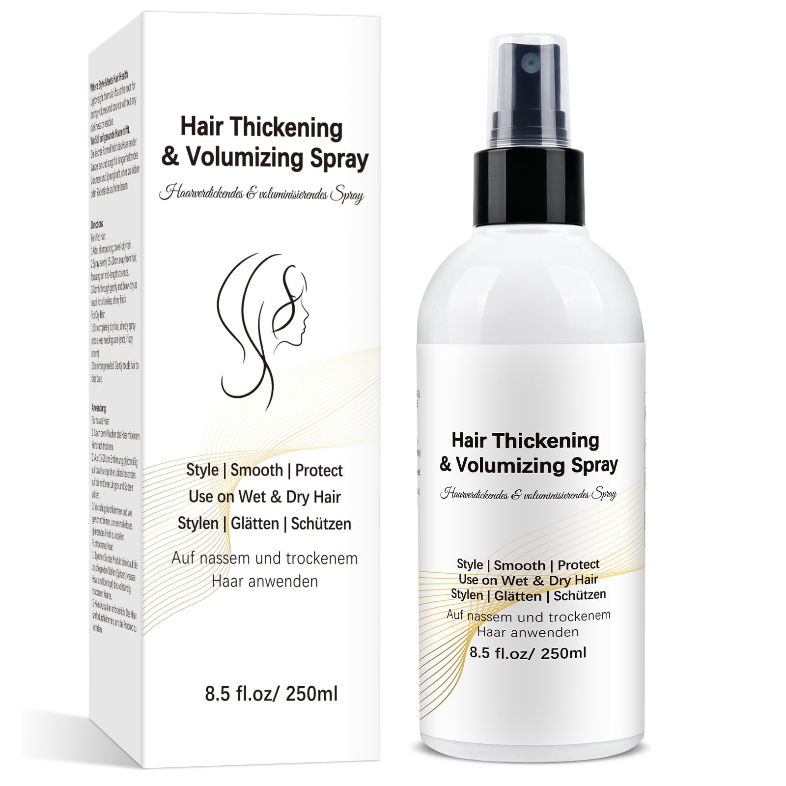 Mokasakiso Hair Thickening Texture Spray bottle showing instant lift