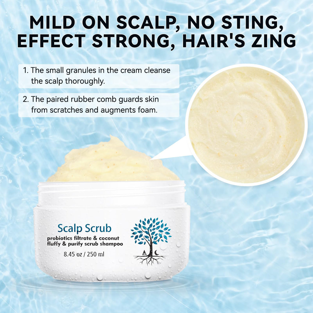 Close-up of Mokasakiso scalp scrub texture highlighting gentle exfoliation