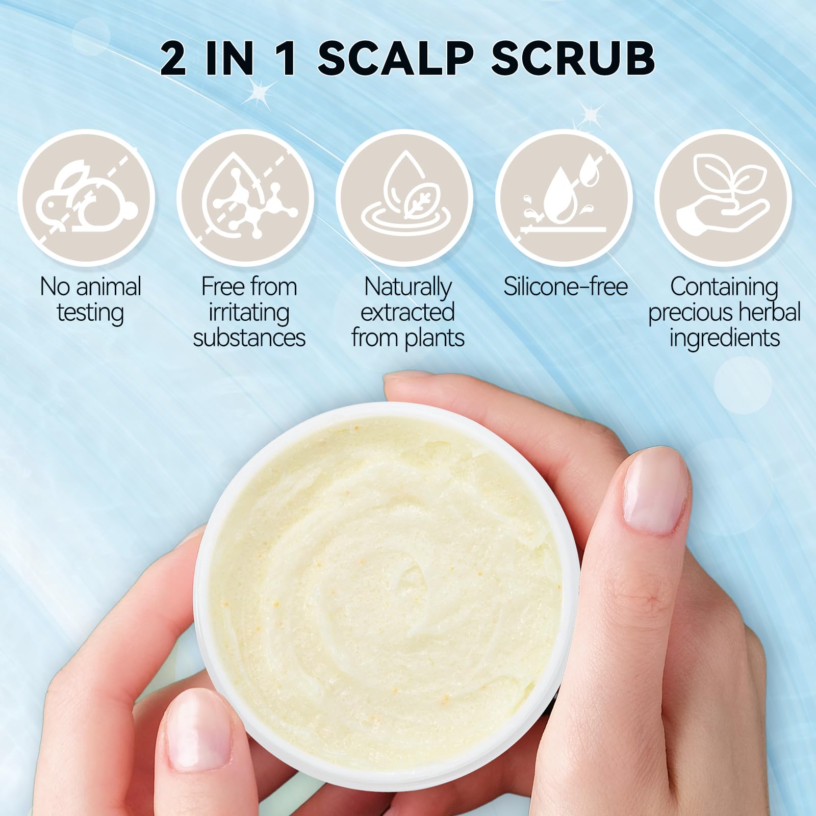 Soft silicone Mokasakiso scalp scrubber included for comfortable scalp massage