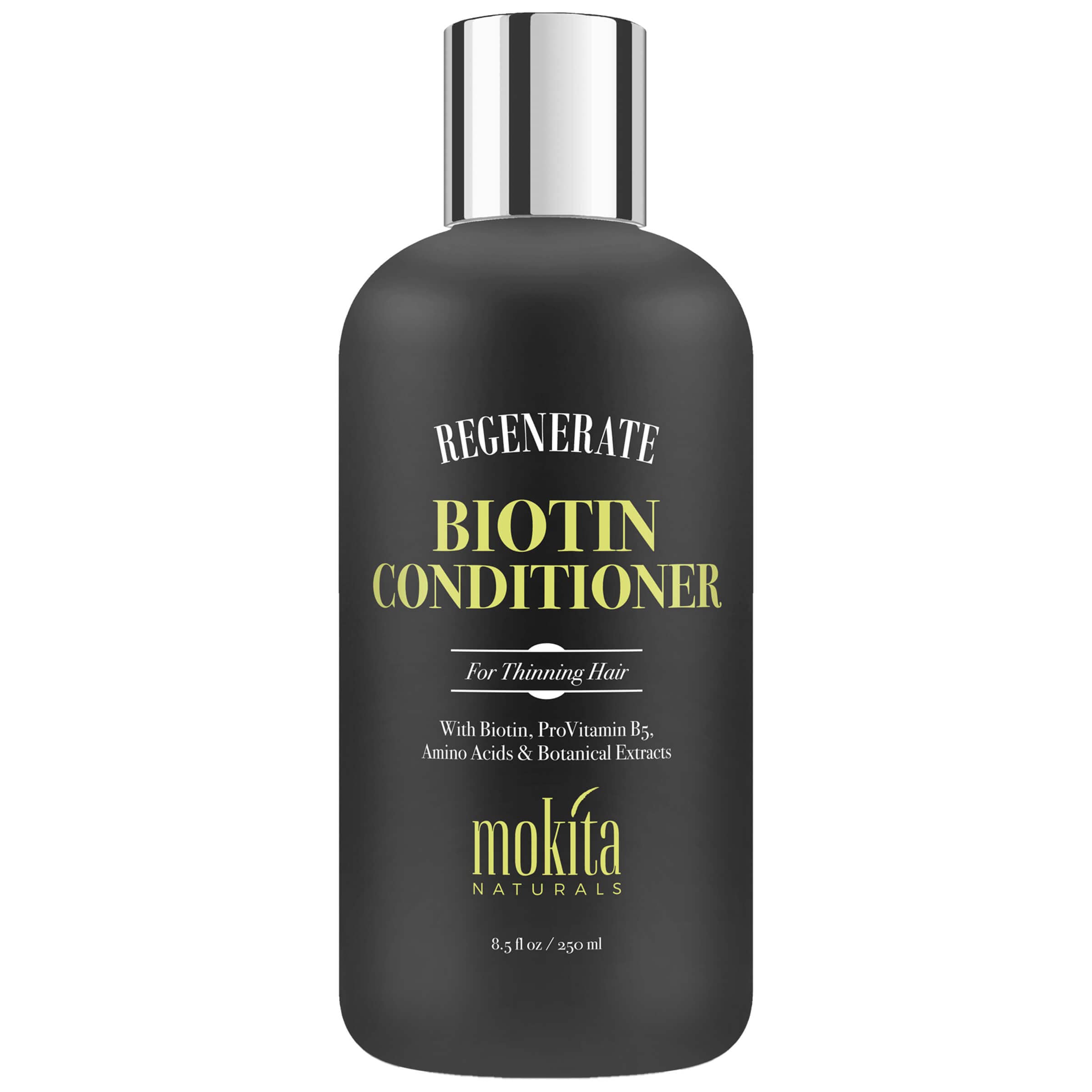 Mokita Naturals Conditionner, bouteille biotine, fortifie les cheveux.