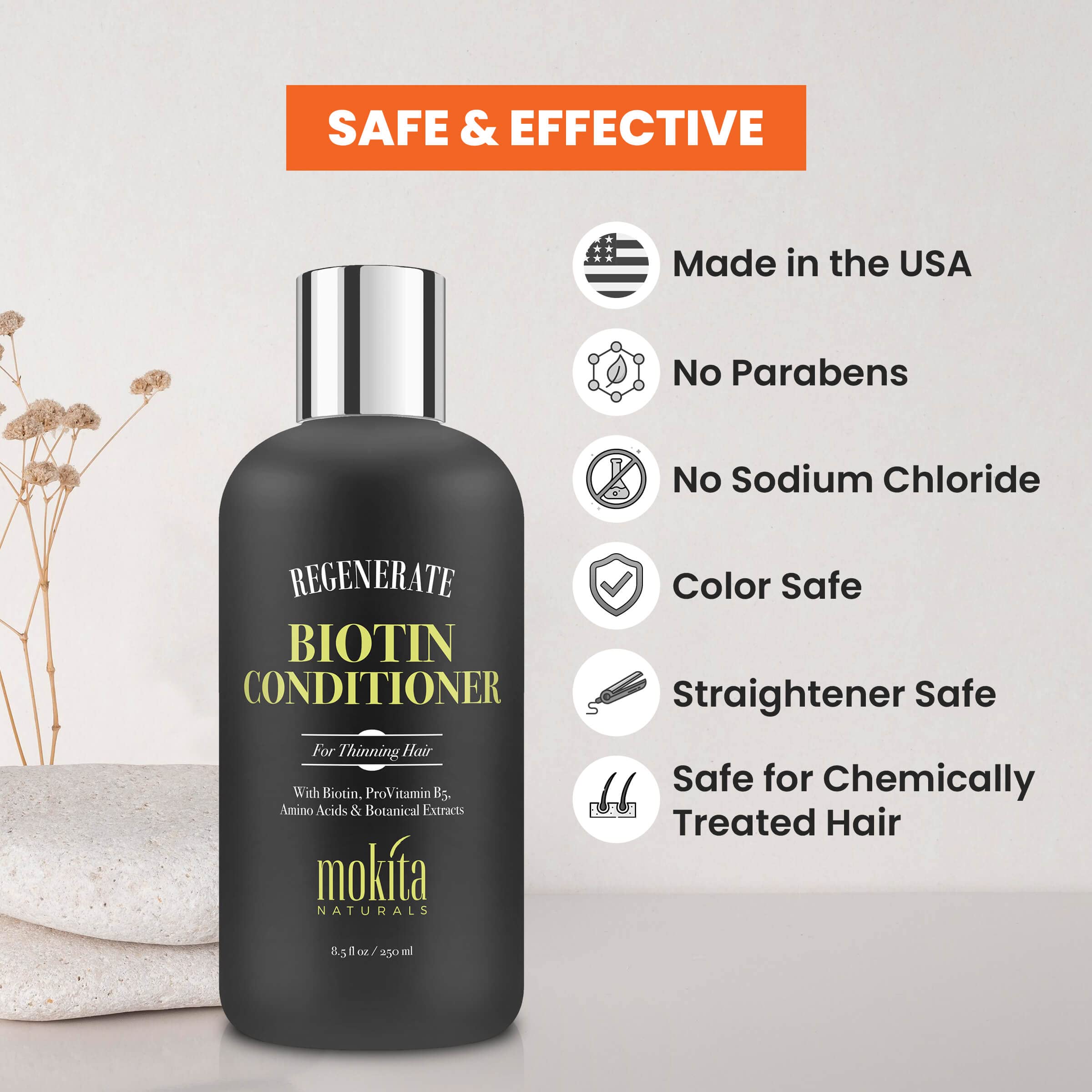 Mokita Naturals Conditionner, brillance naturelle grâce aux acides aminés.