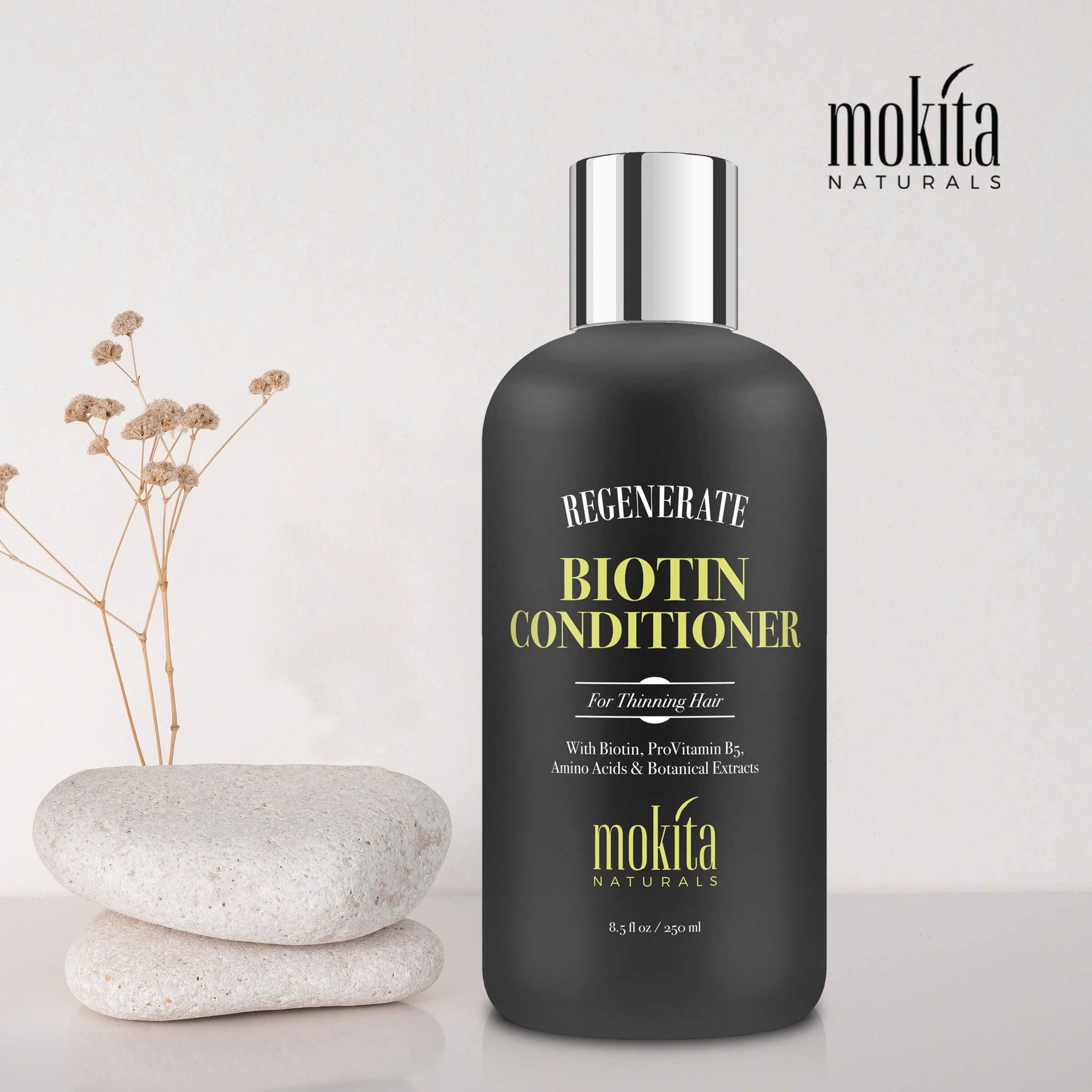 Mokita Naturals Conditionner, pompe ProVitamin B5, démêlage facile.