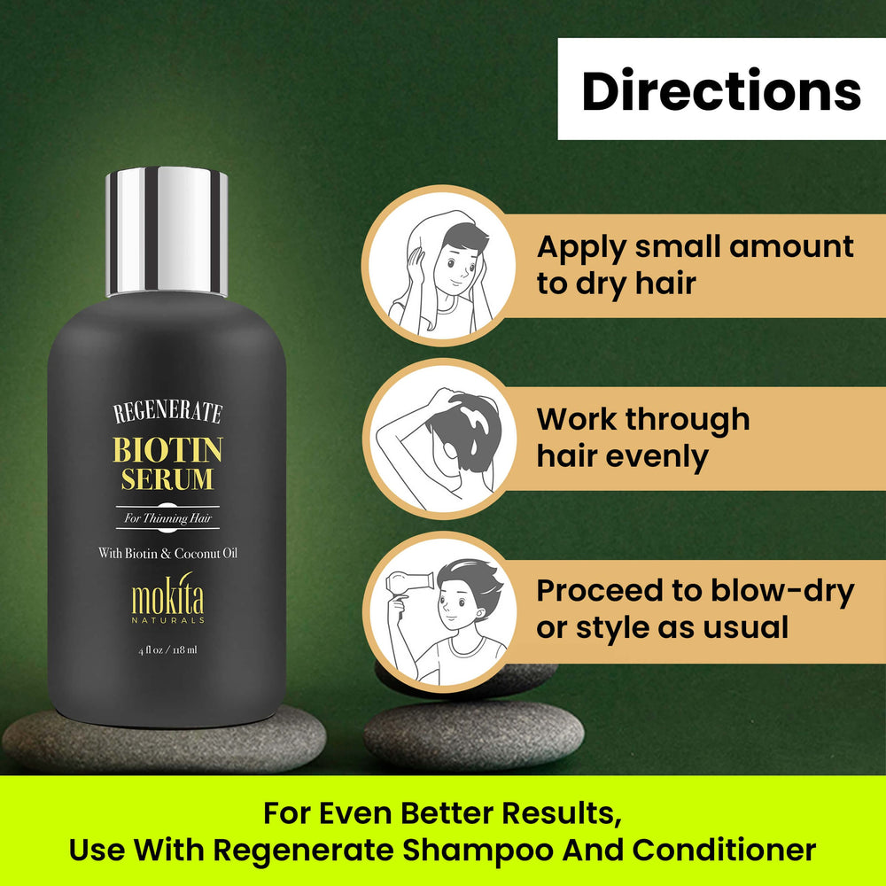 Mokita Naturals Hair Growth Serum UV protectant formula protecting damaged strands.