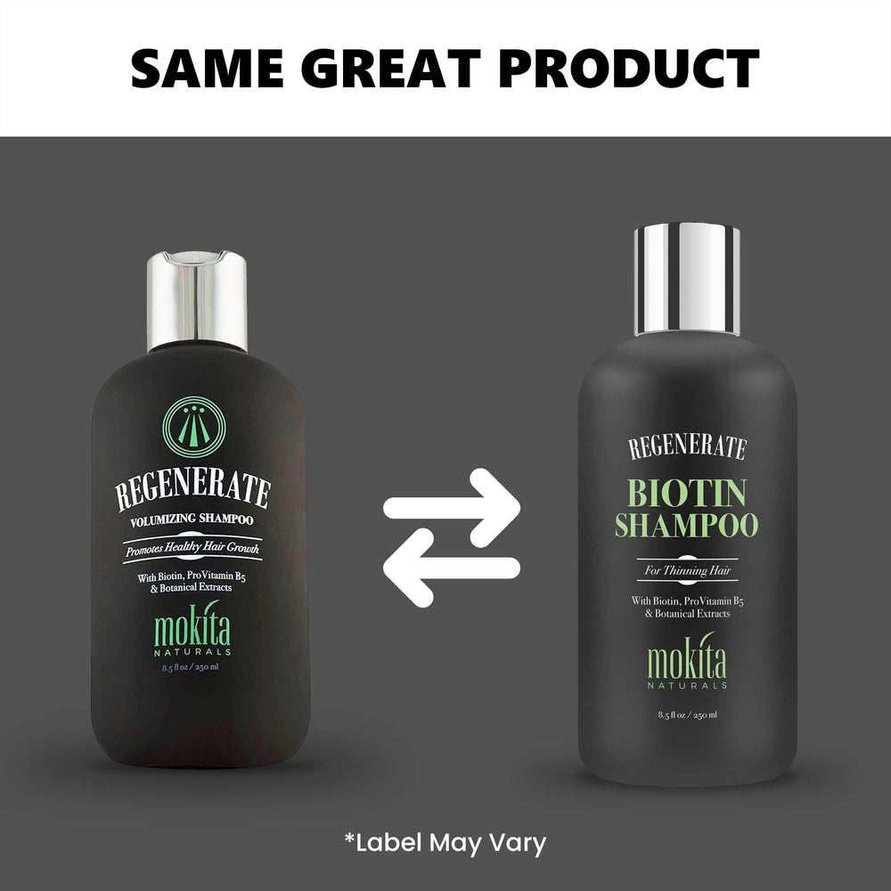 Mokita Naturals Hair Regrowth Shampoo action shot hints at fuller-looking hair