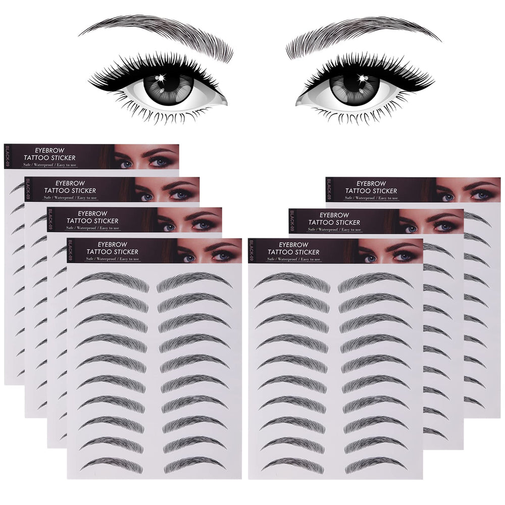 Molain black 4D brow tattoo stickers on skin for easy cosmetic enhancement.