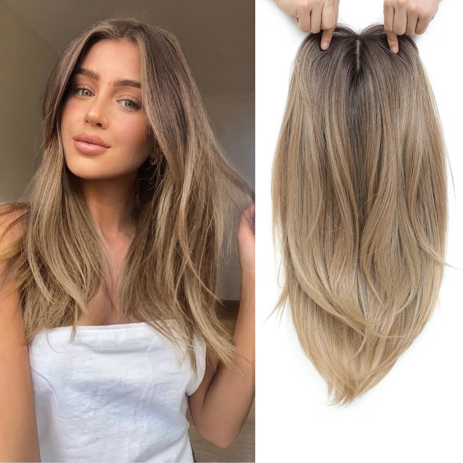 Molefi hair topper with forehead lace for natural blending and comfort.