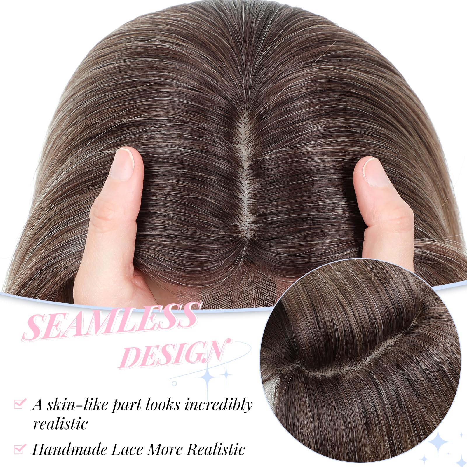 Molefi topper side-swept bangs create a fuller silhouette.