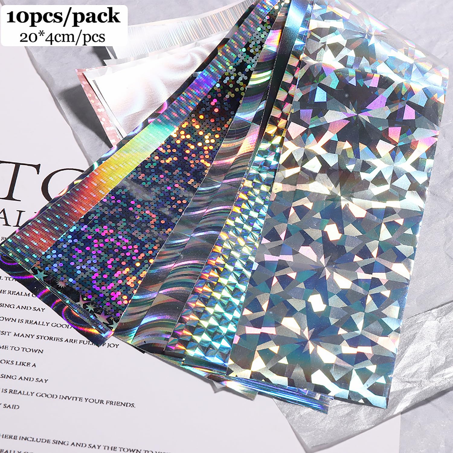 MOLILON holographic nail foil creates shimmering starry accents