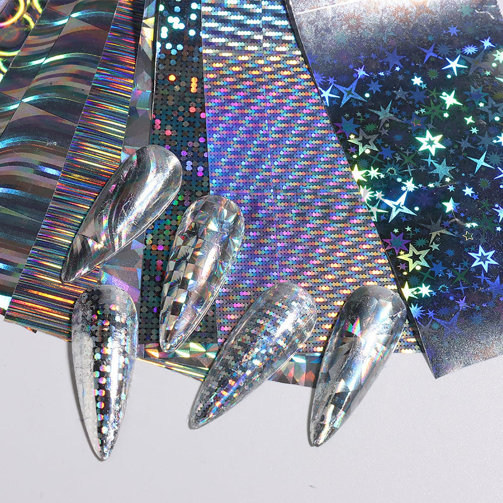 MOLILON transparent holographic foil layer enhances nail depth