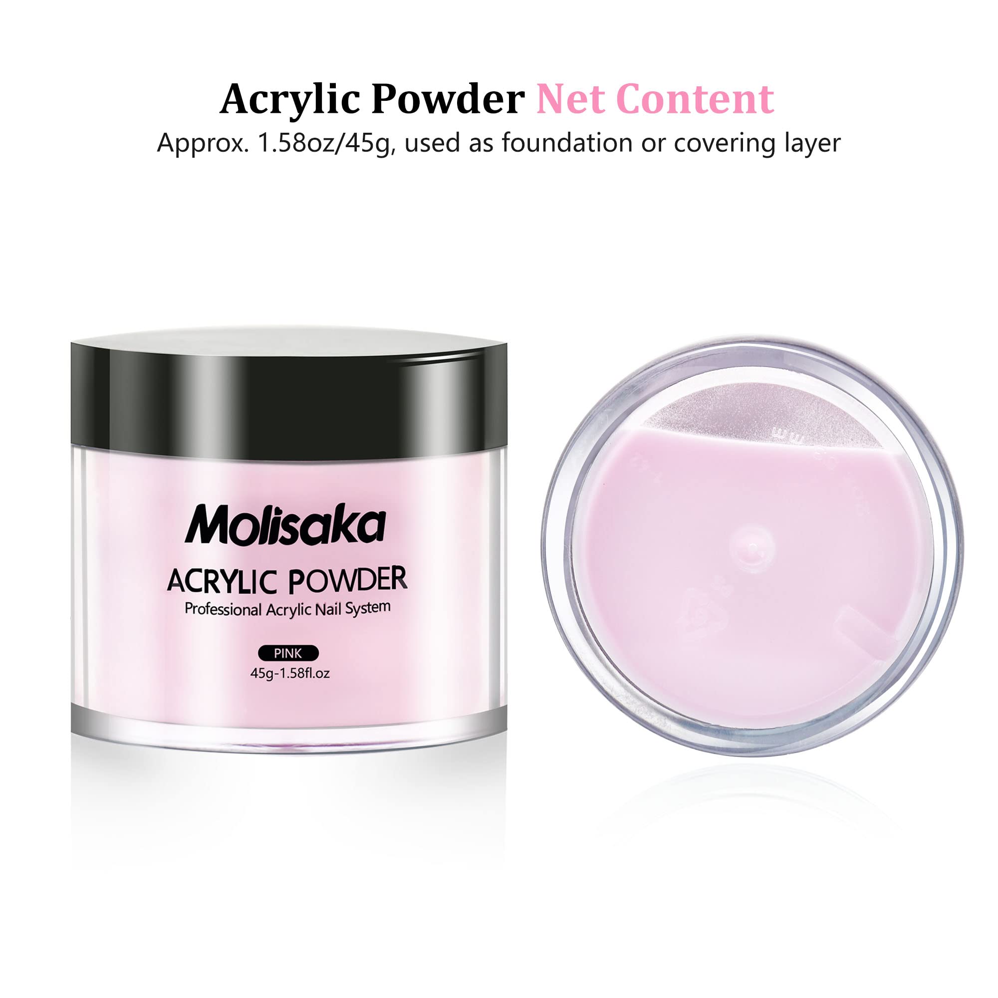 Molisaka durable acrylic powder for busy salon environments.