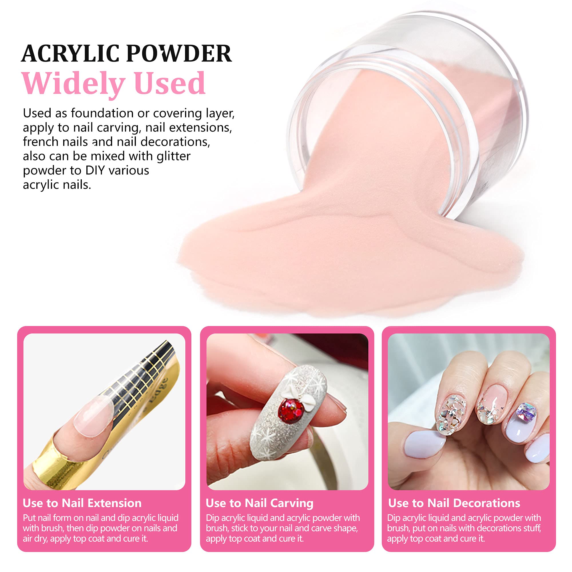 Molisaka nude acrylic powder bottle close-up emphasizes cap and label quality.