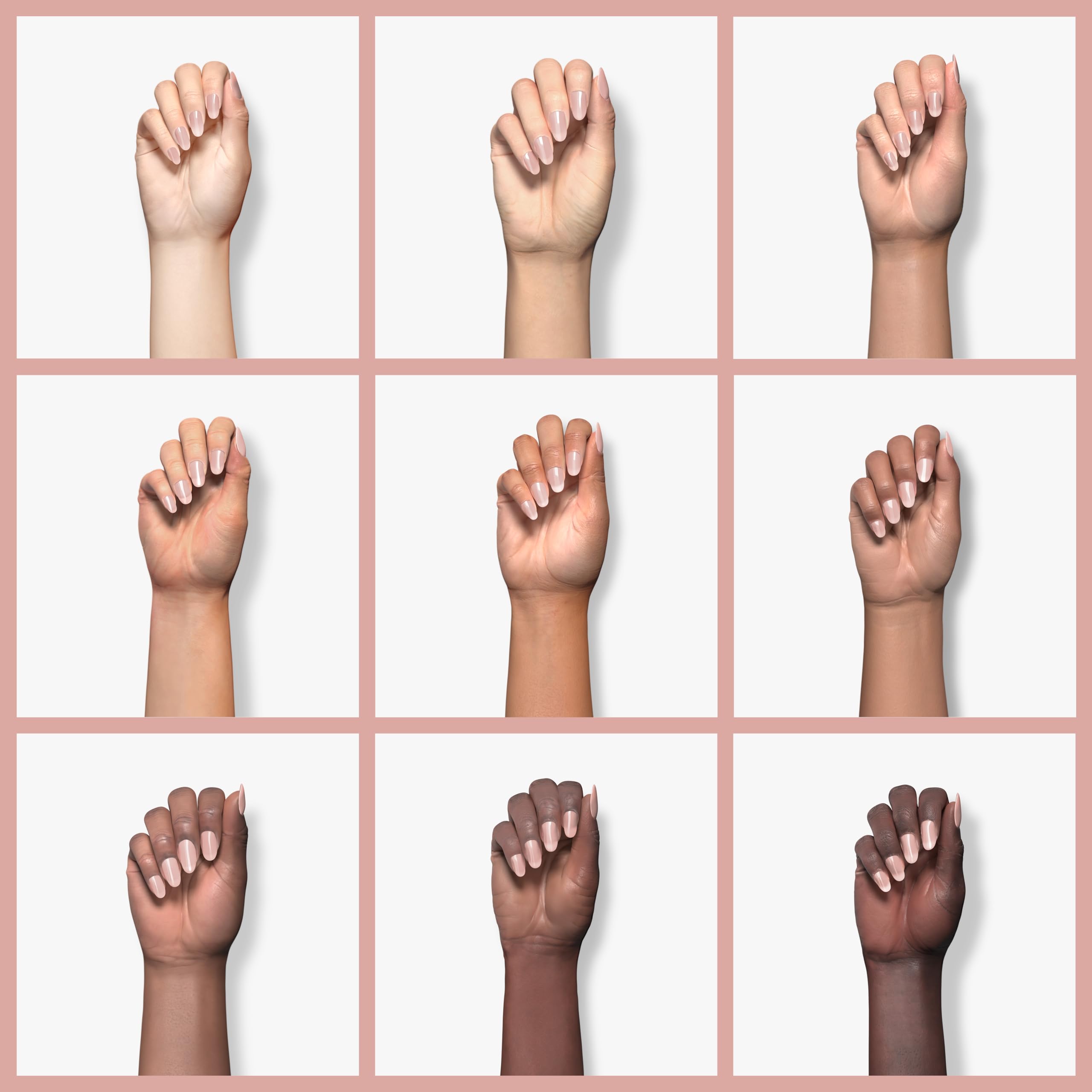Molisaka nude acrylic powder on a false nail highlights durable finish and protective layer.