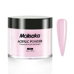 Molisaka pink acrylic powder nails set for long-lasting color and smooth application.