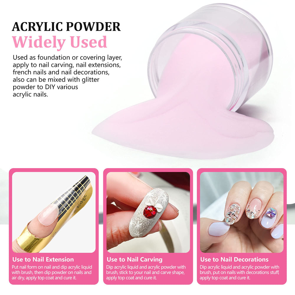 Molisaka professional-use acrylic powder shown with finished nails.