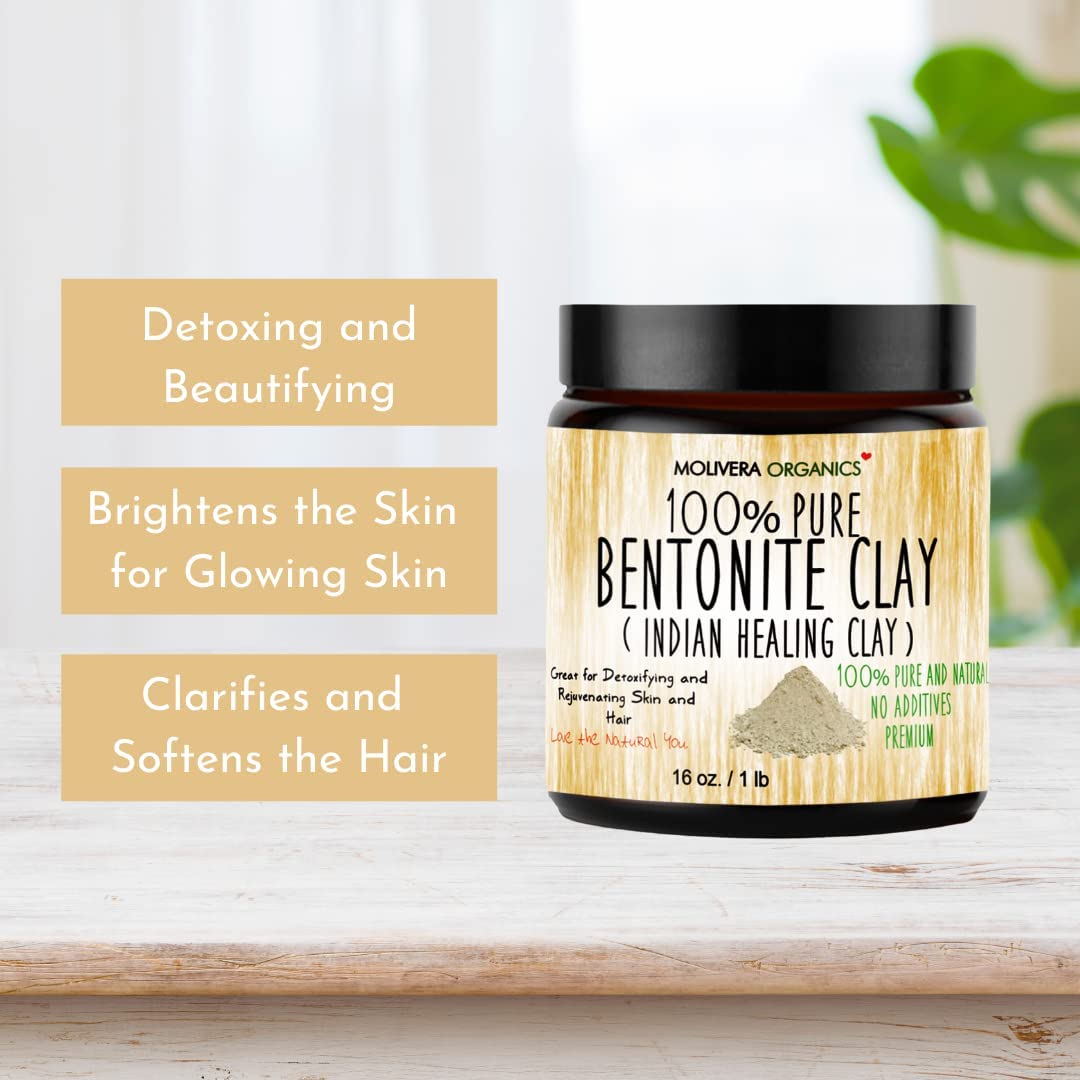 Molivera Organics facial mask application with bentonite clay for refreshed skin.