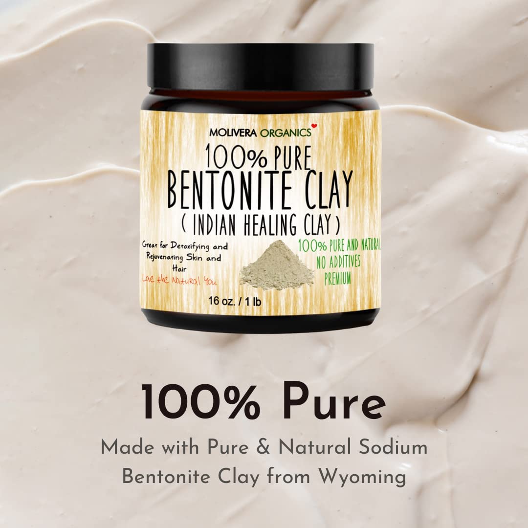 Molivera Organics premium bentonite clay powder ideal for deep cleansing and pore care.