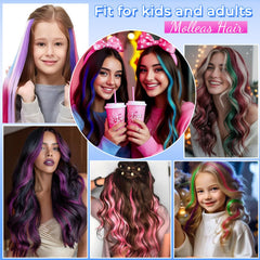 Molleas model wearing blue-teal clip-ins demonstrates bold, natural-looking blend.