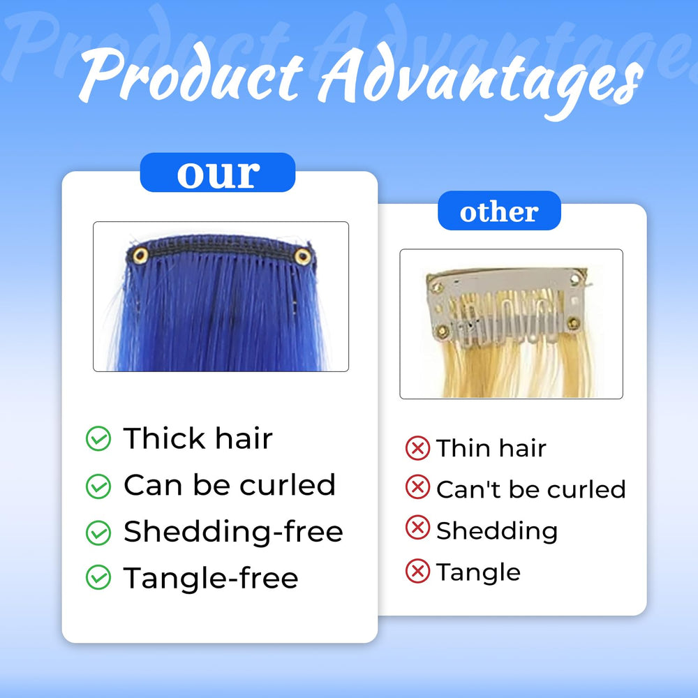 Molleas party cosplay blue-teal extensions add festive drama and instant impact.