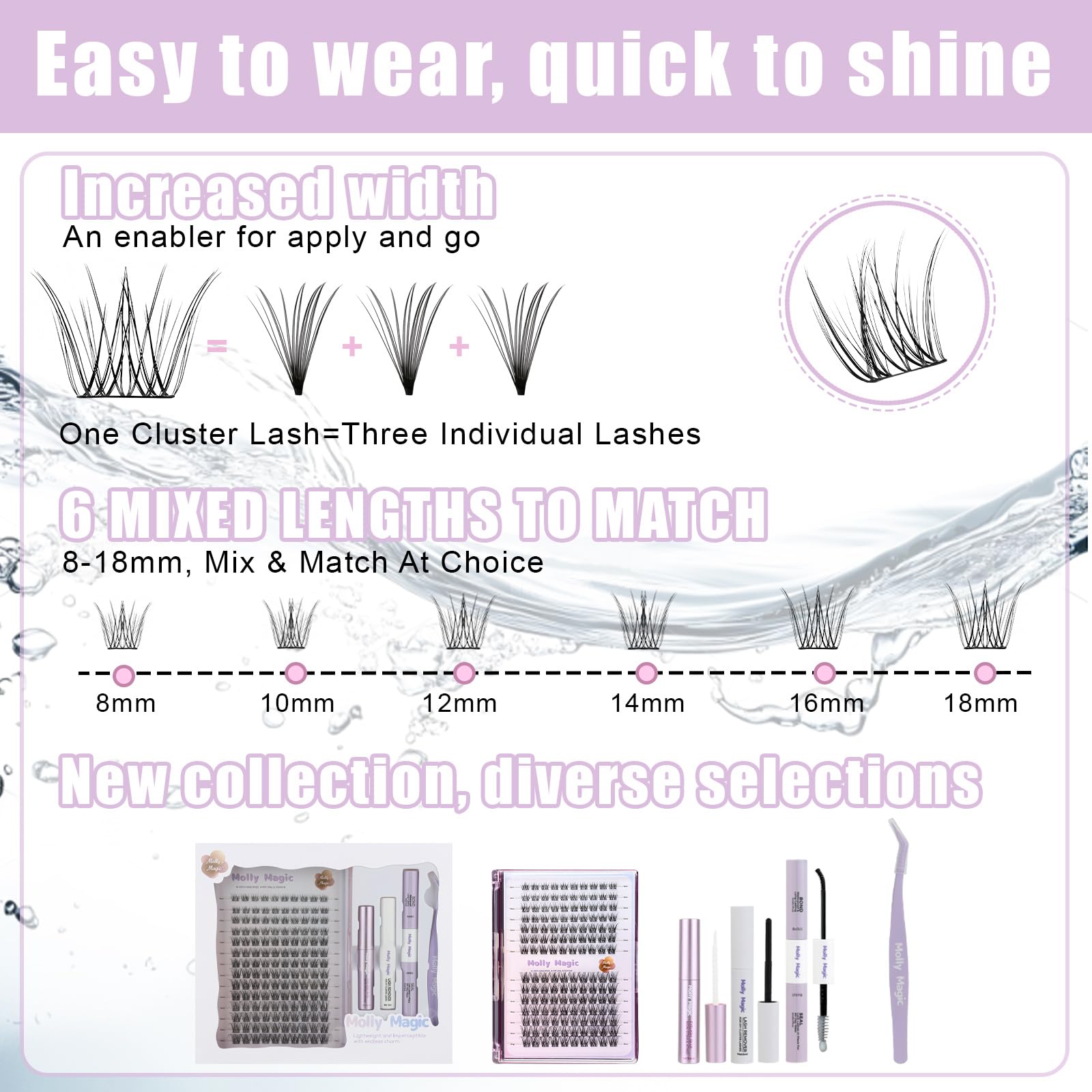 Molly Magic Venus Lash Clusters 140 wide clusters for faster application