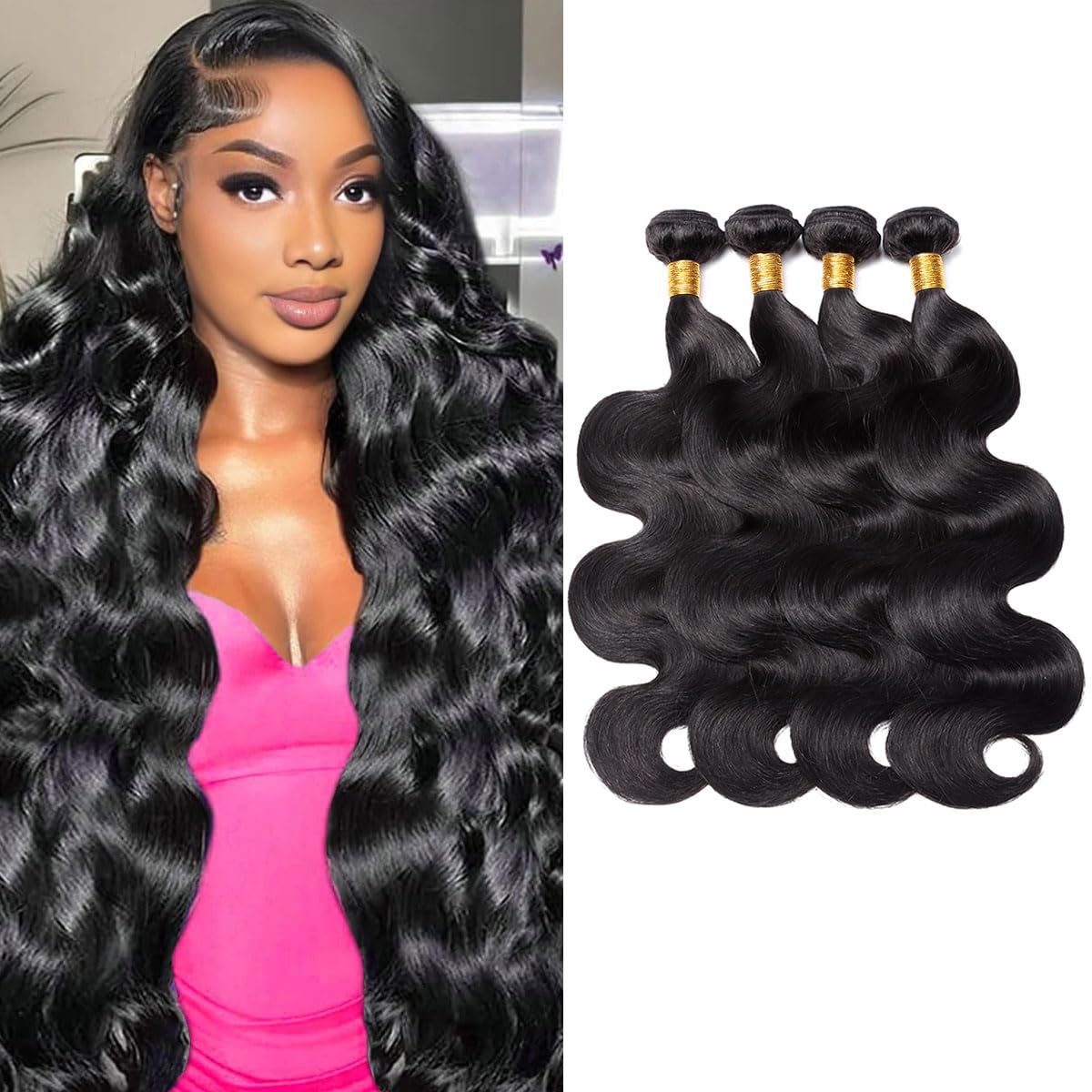 Moluxeu 12A body wave bundles 20 inch displayed for seamless blending and natural volume