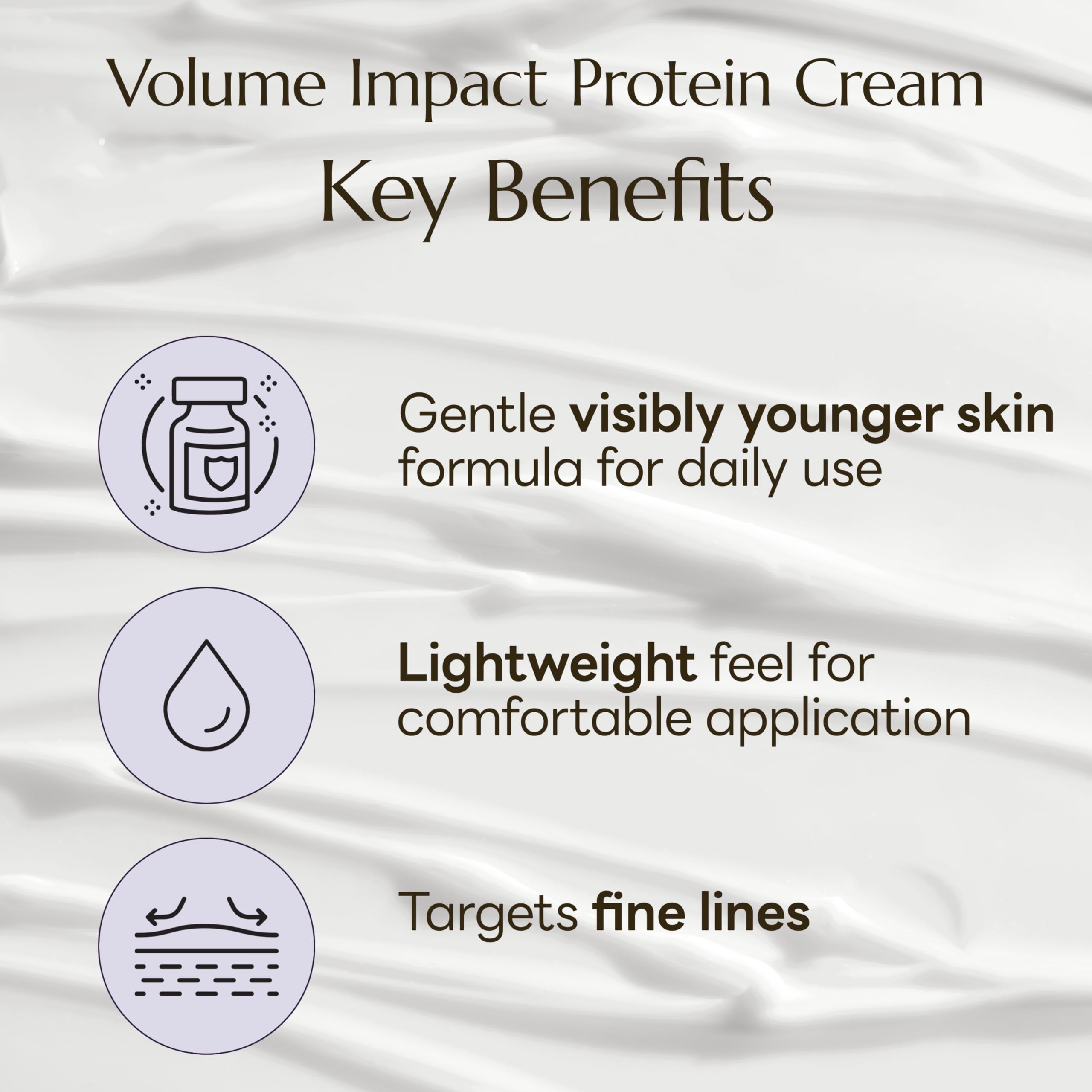 Molvany Volume Impact Cream texture swirl demonstrates easy absorption
